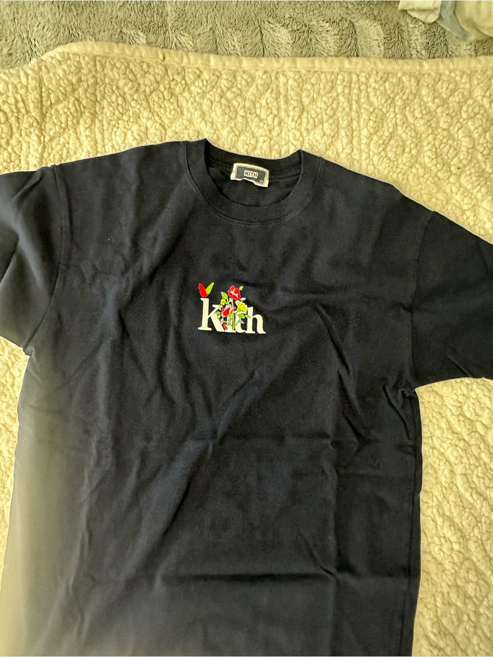 Kith Navy Floral Logo Tee